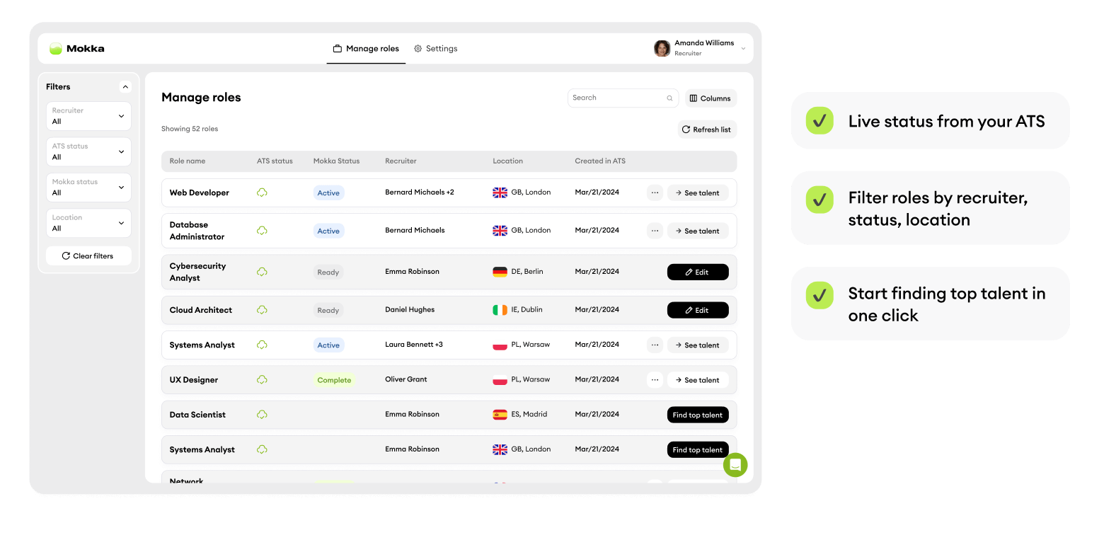 All jobs sync from ATS - ready for sourcing and screening image